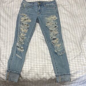 American Eagle Outfitters Blue Skinny Distressed Jeans